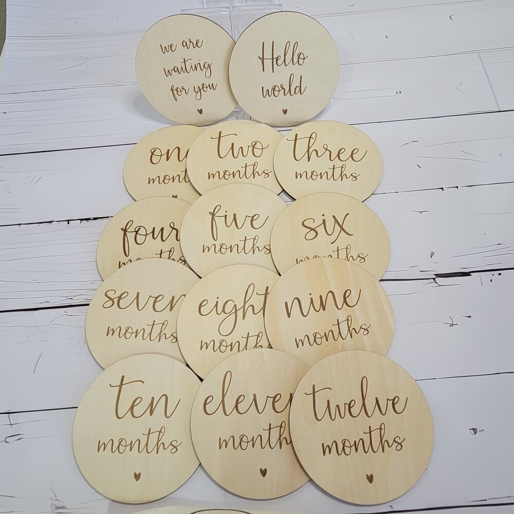 Baby monthly milestones wooden circles NWT